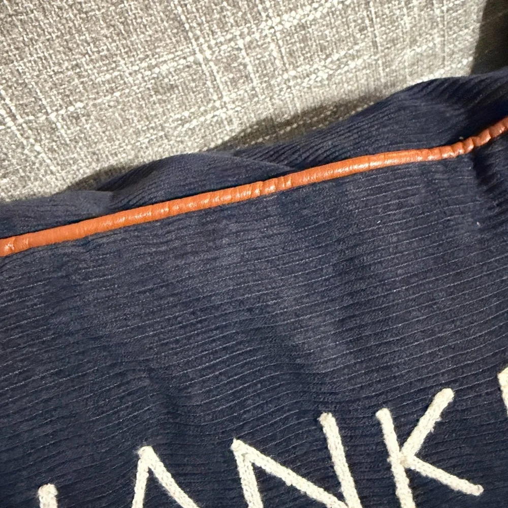 Navy Thankful Grateful Blessed Pillow
